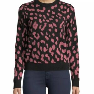 Alice and Olivia Black and Pink Cheetah Sweater